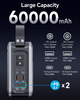 Большой блок питания 60 000 мАч, портативная электростанция LFP, 2 порта USB-C PD по 100 Вт, вход-выход, 5 портов, резервная батарея 268 Вт для путешествий в походе, без выхода переменного тока